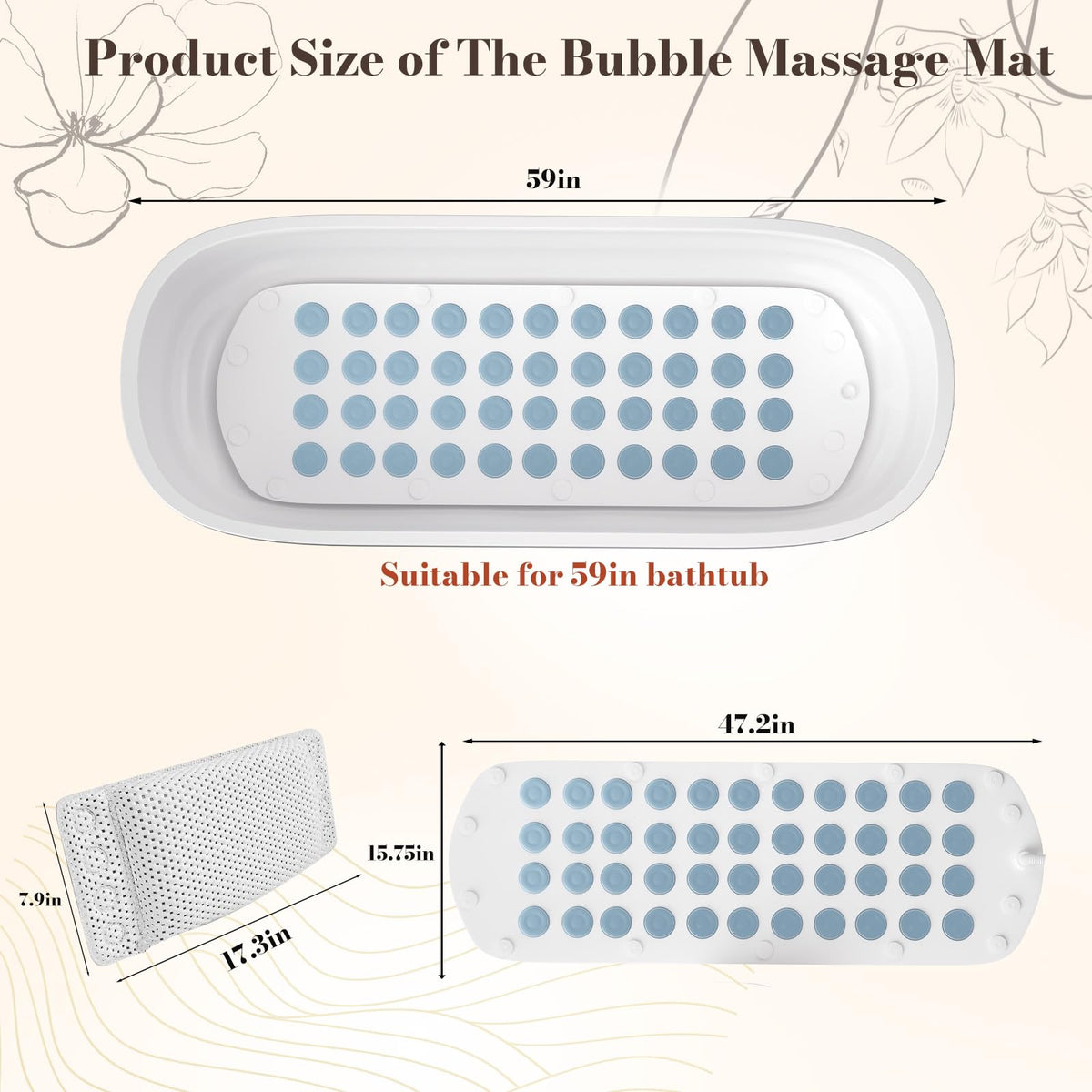 Heated Bubble Bath Mat with Remote Control Z259177