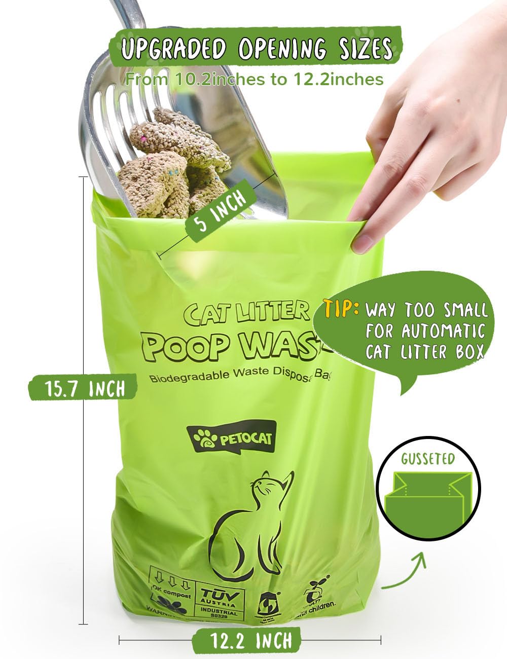 Biodegradable Unscented Cat Litter Bags 100 Count Z606164
