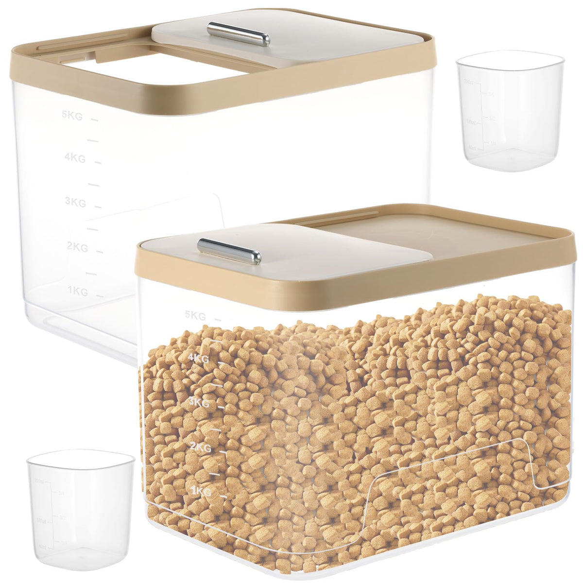 2 Pack Airtight Pet Food Storage Container with Measuring Scoops X64111