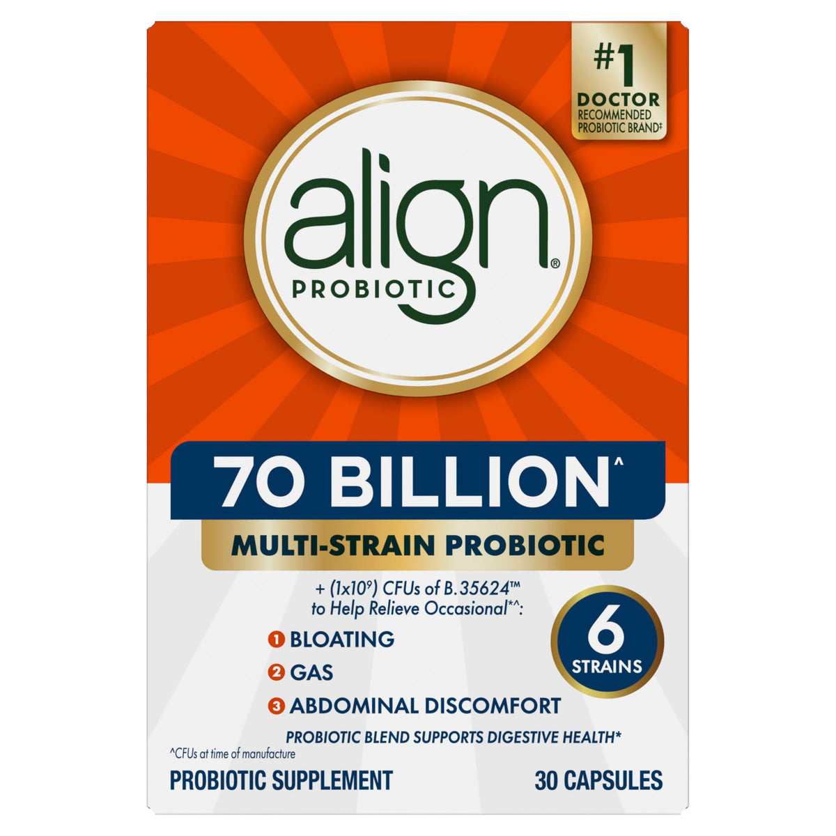 70 Billion CFU 6 Strain Blend Probiotic 30 Capsules M304