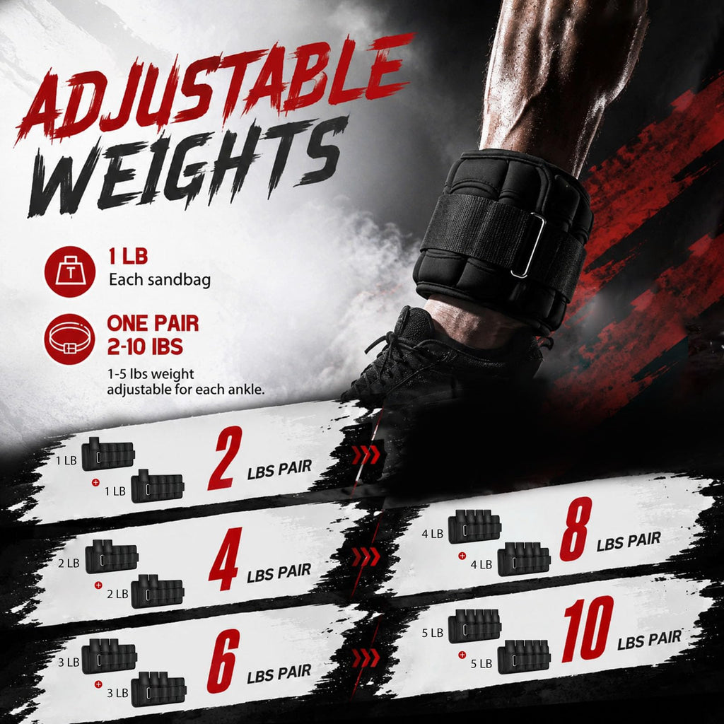 Adjustable 10 lbs Ankle Weights Set Y776301