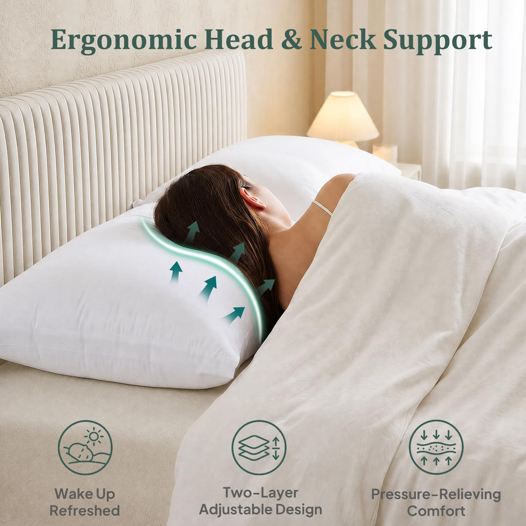 King Size Set of 2 Adjustable Memory Foam Bed Pillows M79809