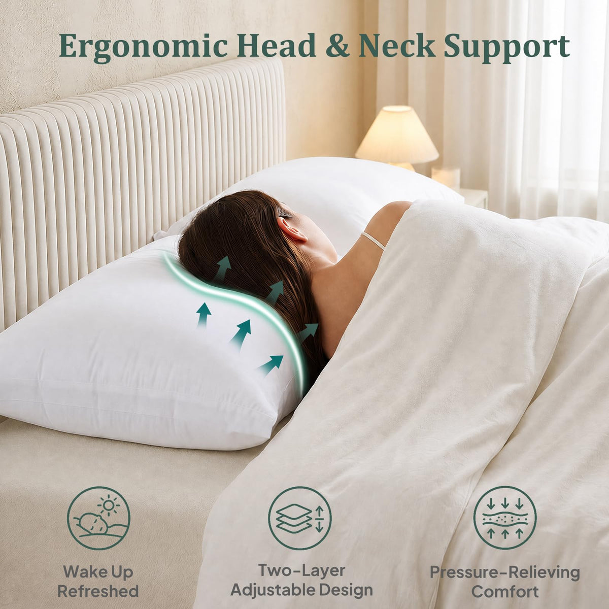 King Size Set of 2 Adjustable Memory Foam Bed Pillows M79809