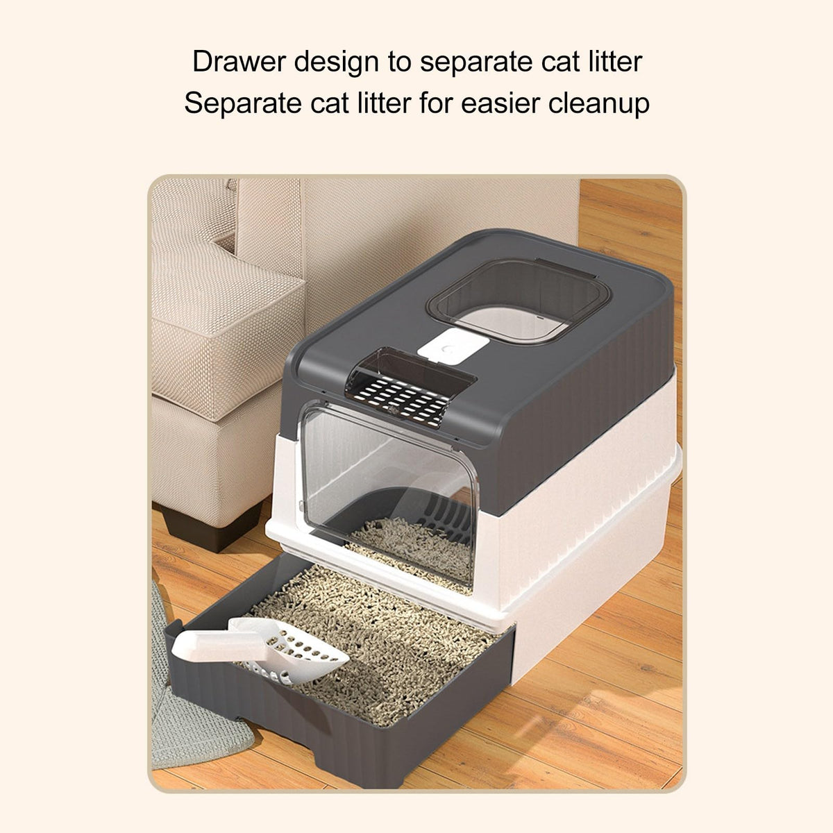 Enclosed Cat Litter Box with Lid and Scoop Q71312