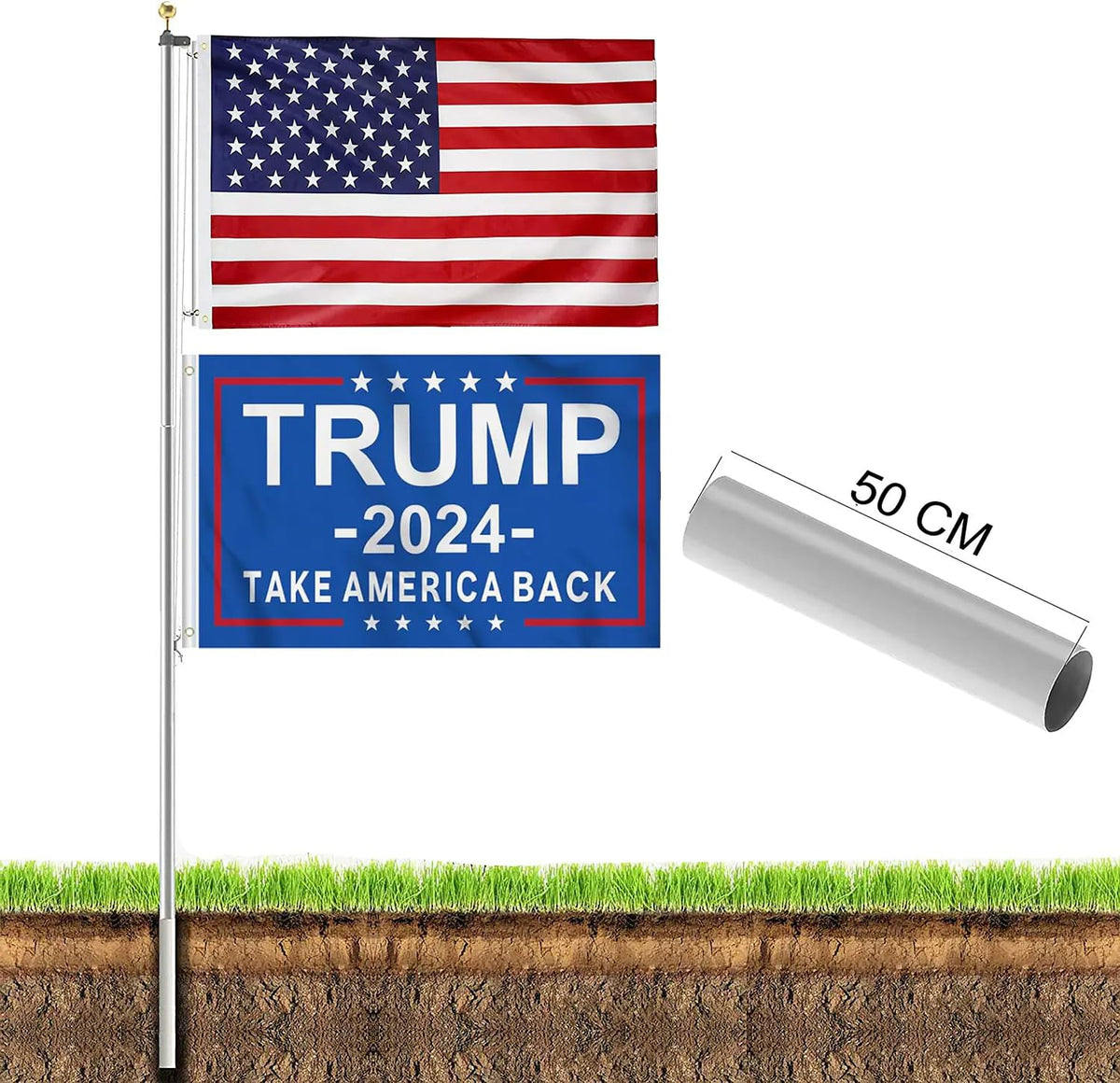 20 FT Aluminum Flagpole Kit with USA Flag K508