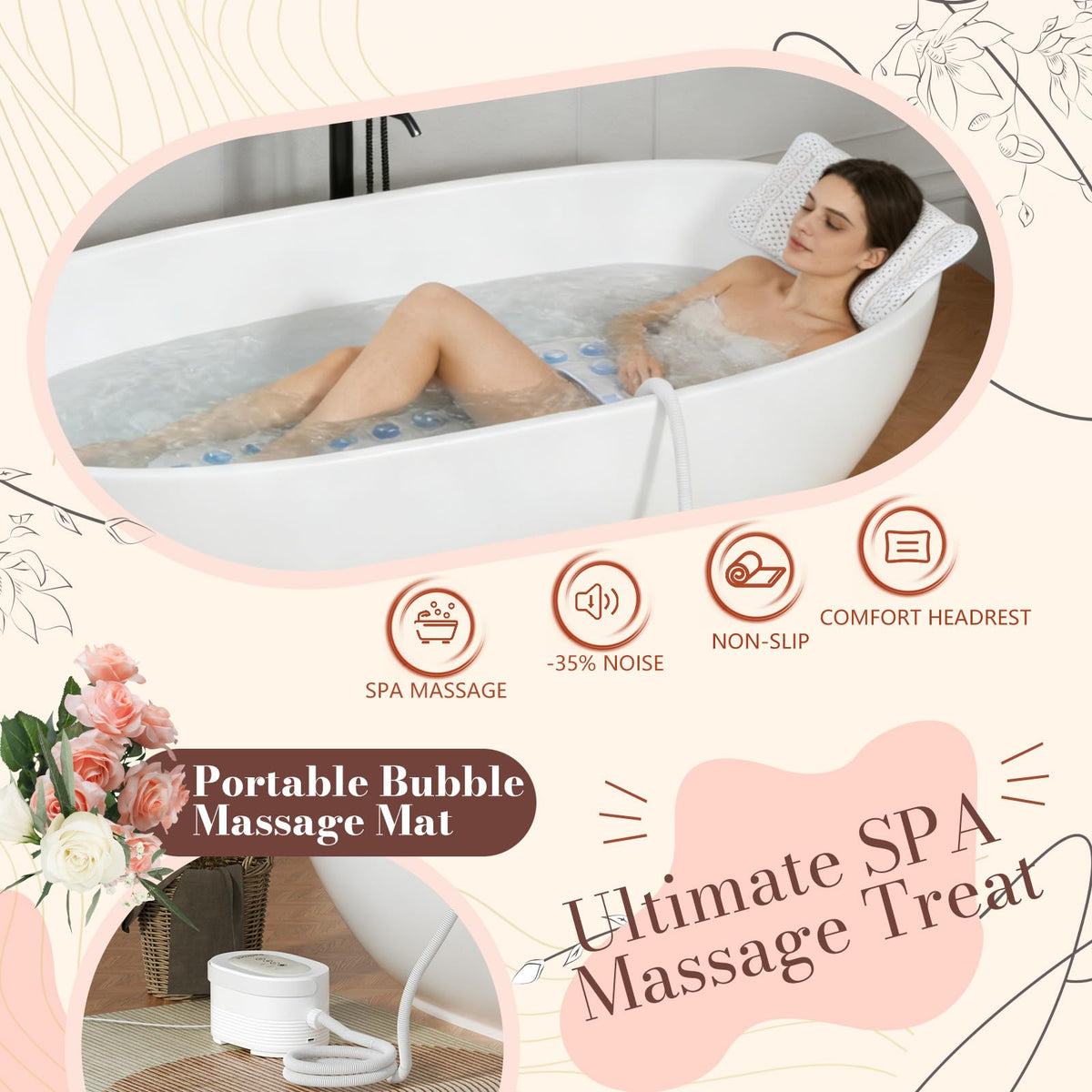 Heated Bubble Bath Mat with Remote Control Z259177