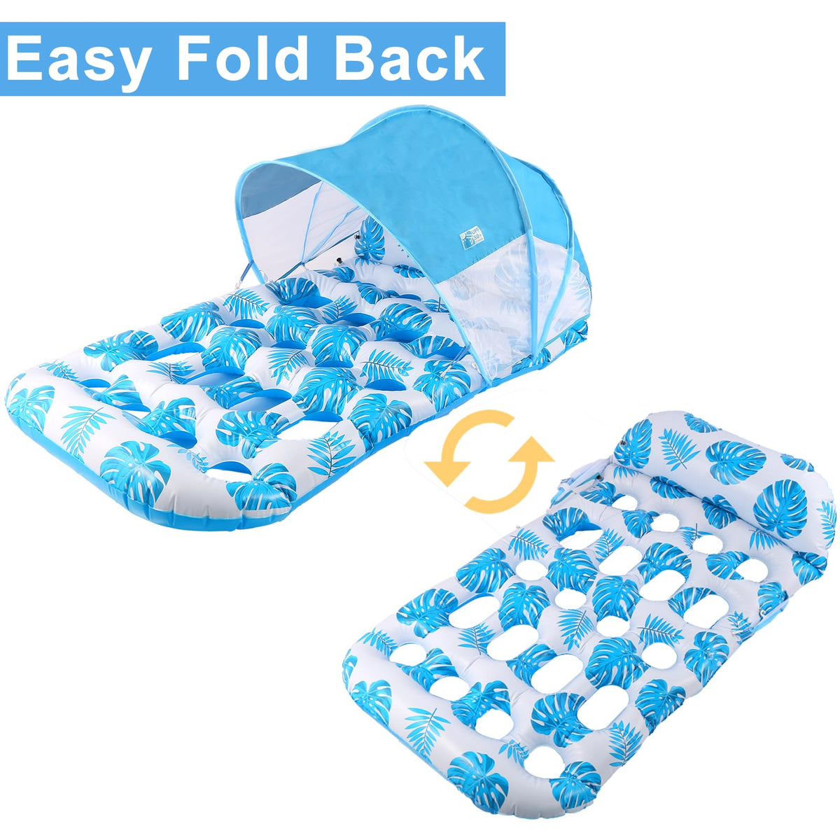 Inflatable Pool Float with UPF 50+ Sunshade Canopy Q940