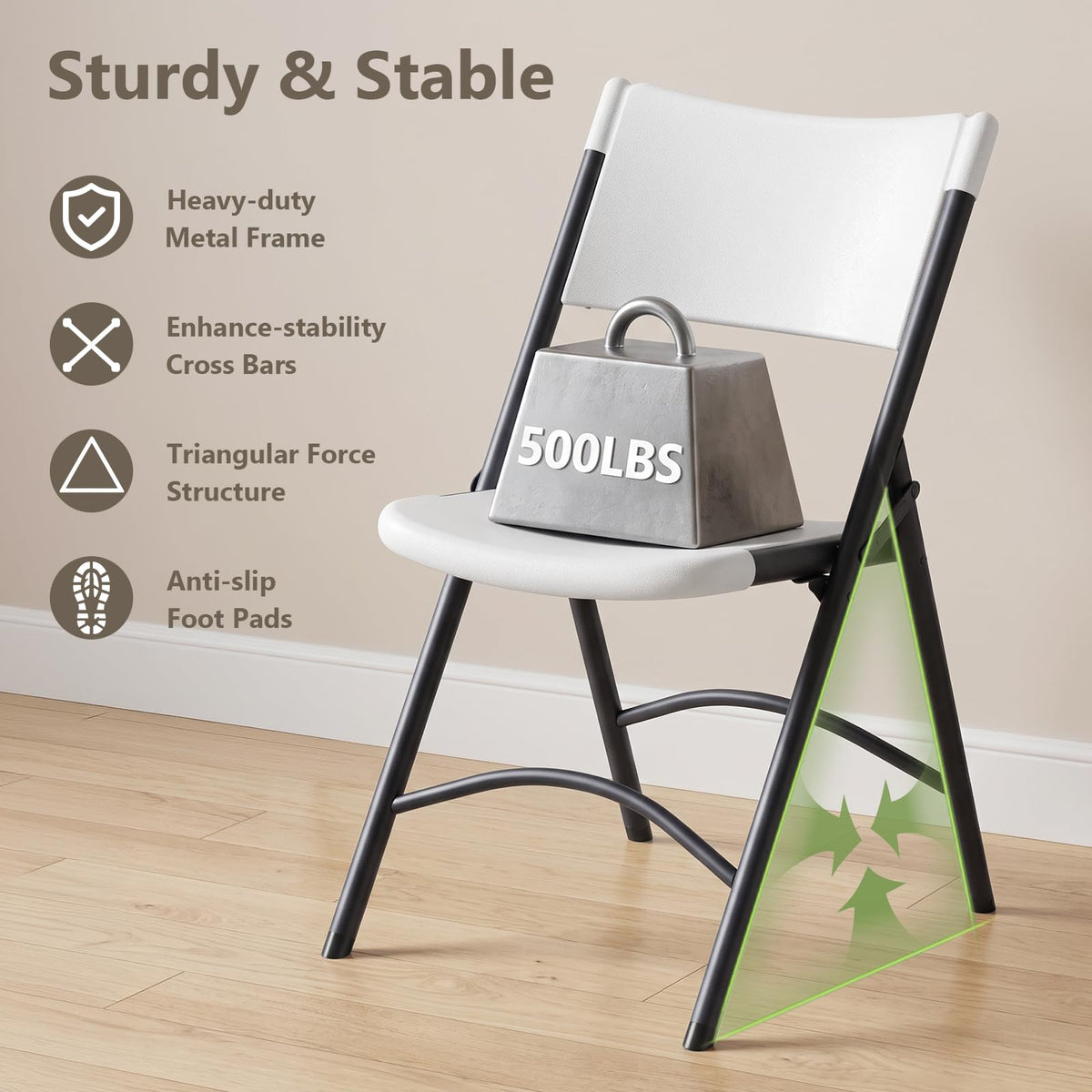 4 Pack White Folding Chair with Steel Frame G817237