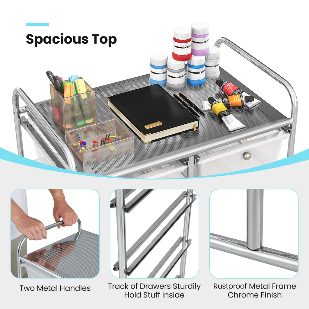 10 Drawer Rolling Storage Cart with Metal Frame R106