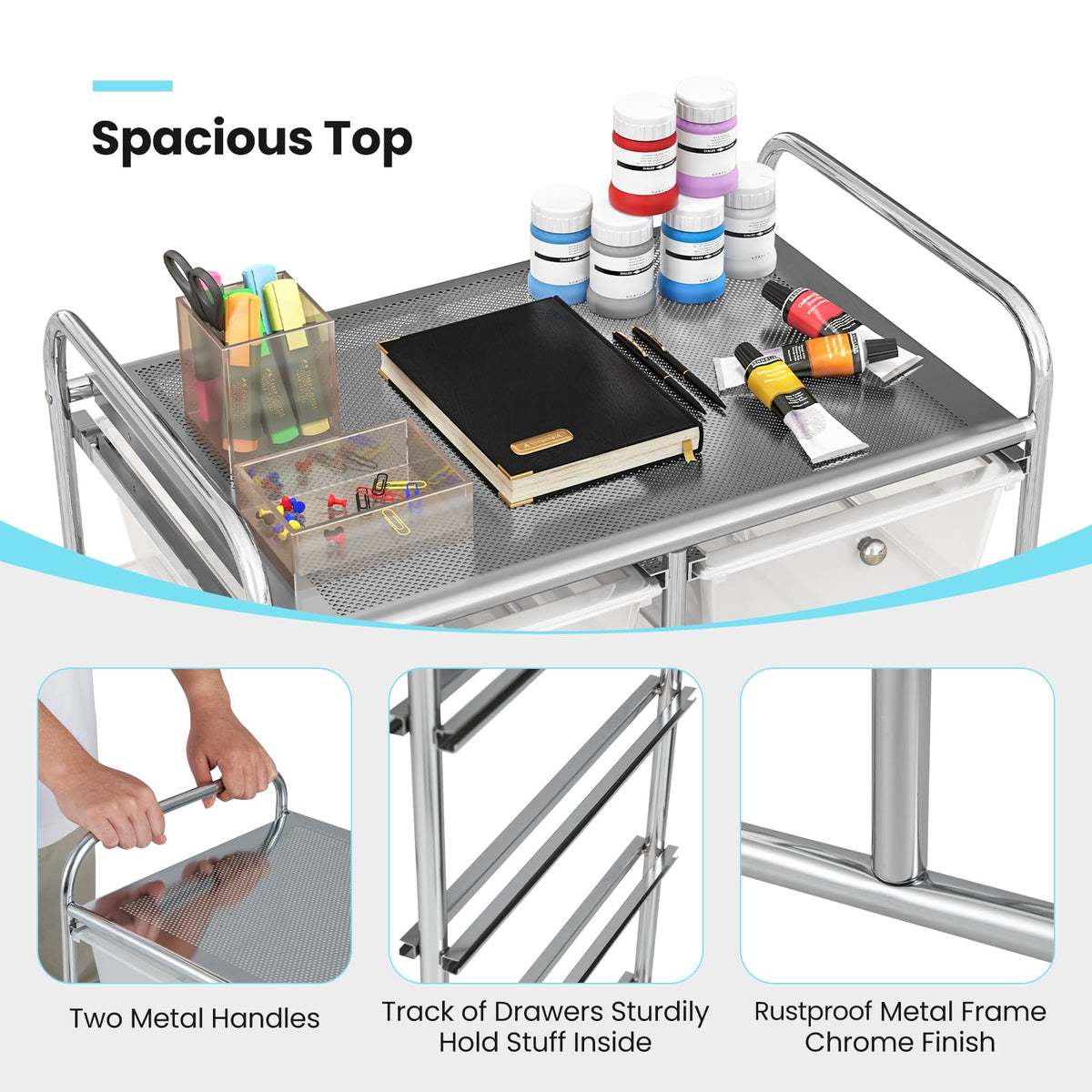 10 Drawer Rolling Storage Cart with Metal Frame R106