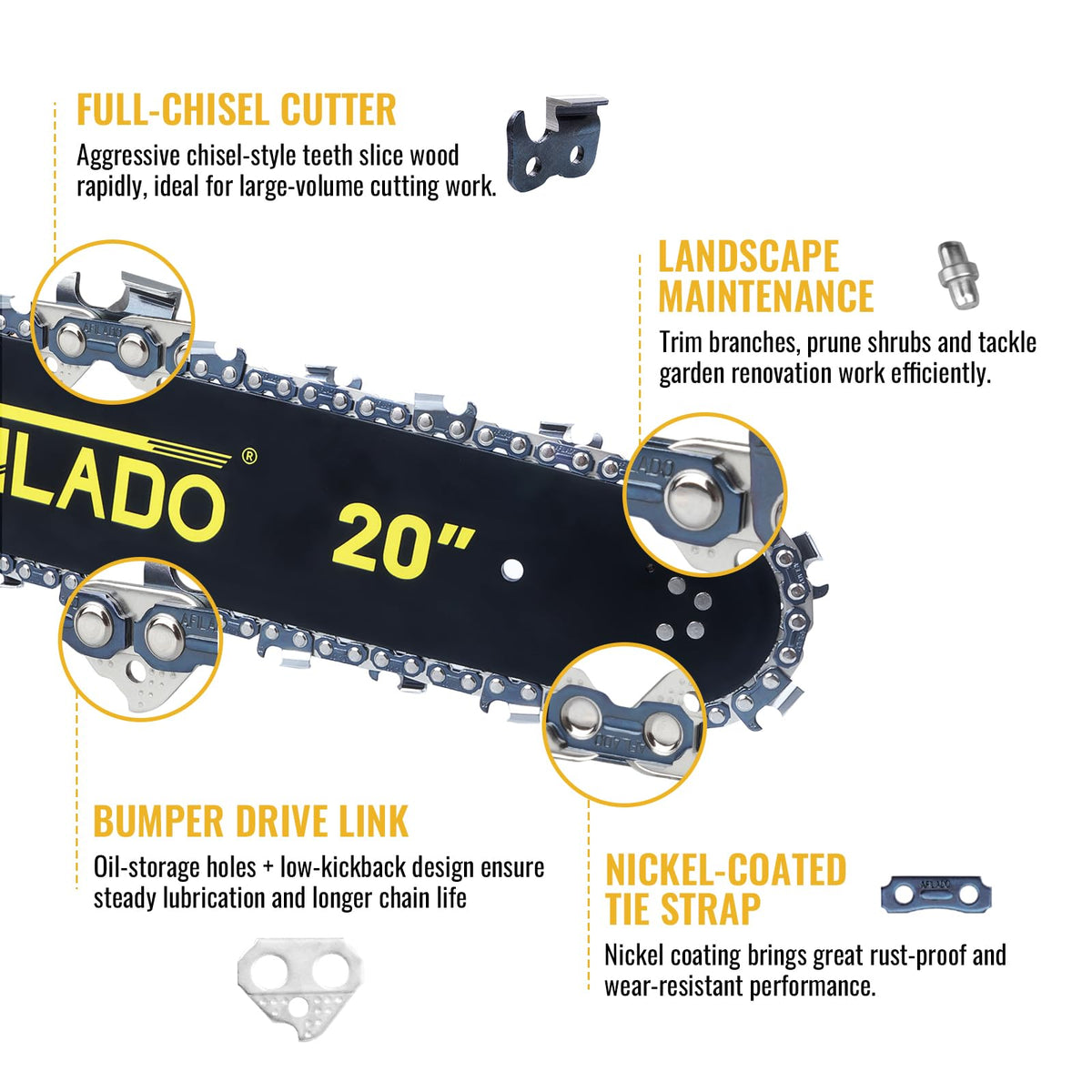 3 Pack 24 Inch Chainsaw Chain 81 Drive Links I255
