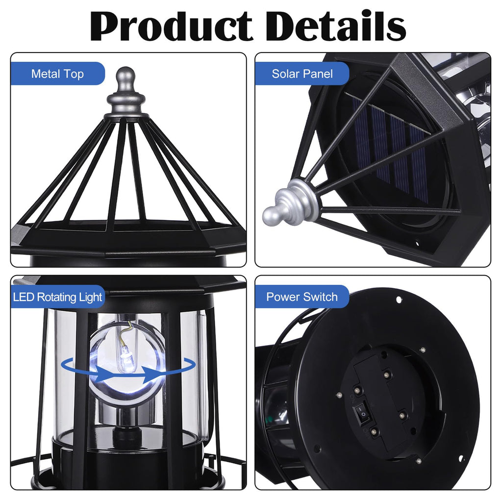 Solar Powered Rotating Lighthouse Decor Lamp G32821