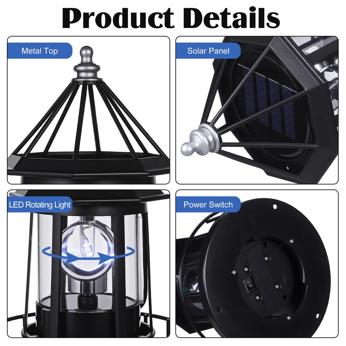 Solar Powered Rotating Lighthouse Decor Lamp G32821