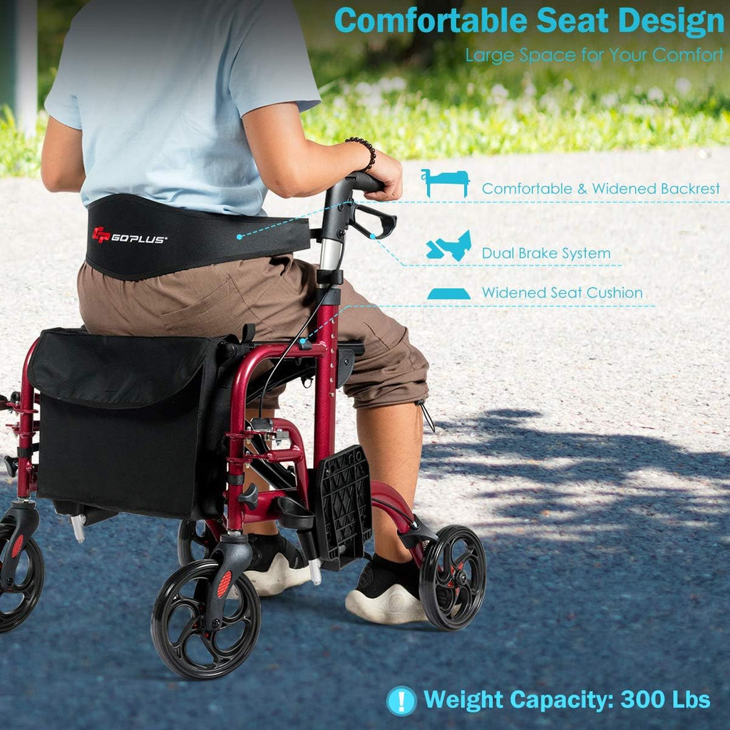2 in 1 Folding Rollator Walker with Seat V19338