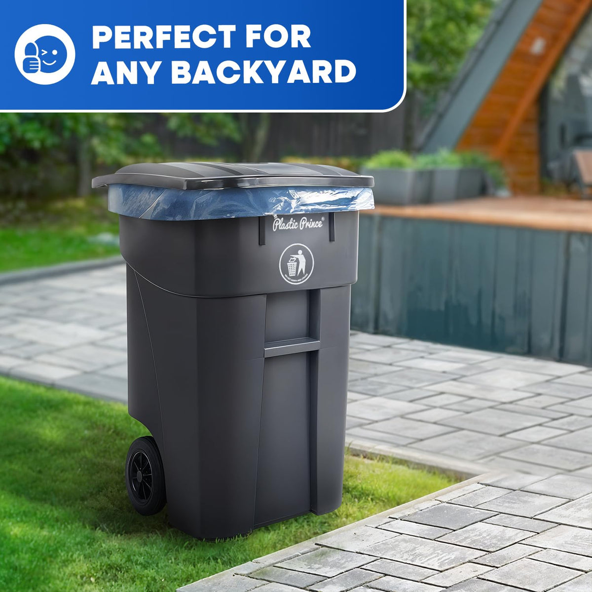 50 Gallon Gray Outdoor Trash Can with Lid and Wheels U4179
