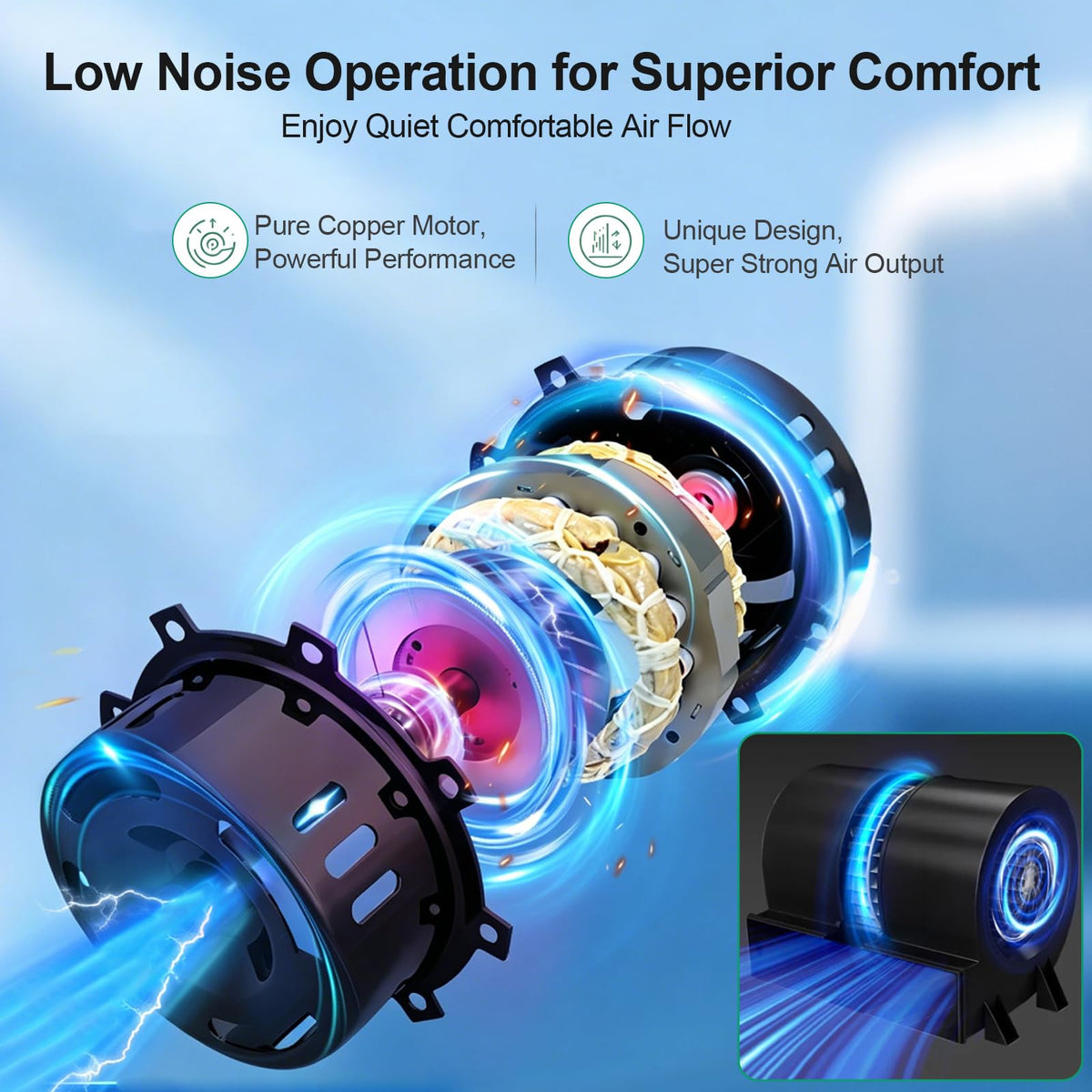 48 Inch Black Air Curtain Fan with Magnetic Door Switch M847