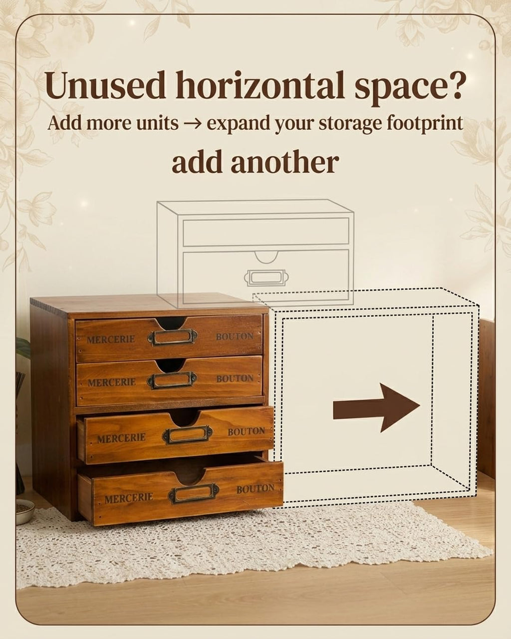 Modular Stackable 4 Drawer Wood Storage Box Z17486