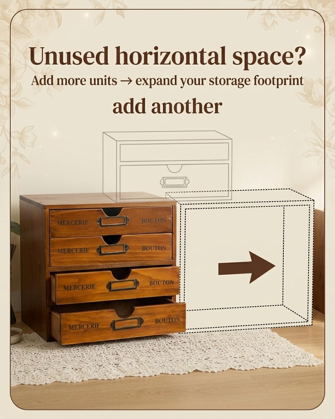 Modular Stackable 4 Drawer Wood Storage Box Z17486