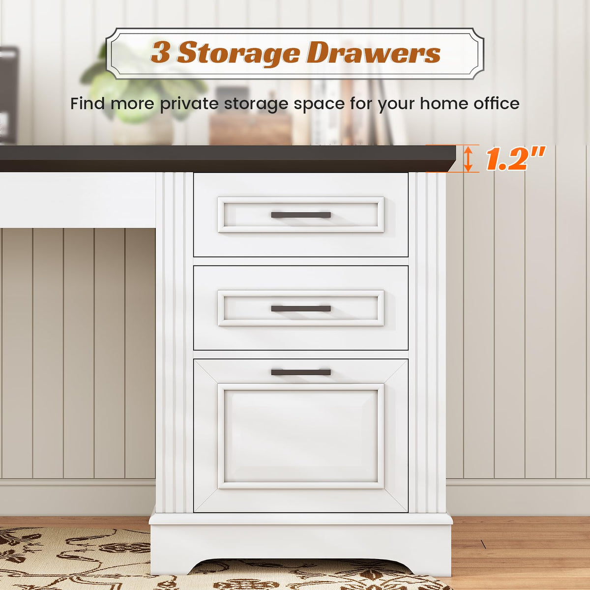 White Office Desk with 3 Drawers X40433