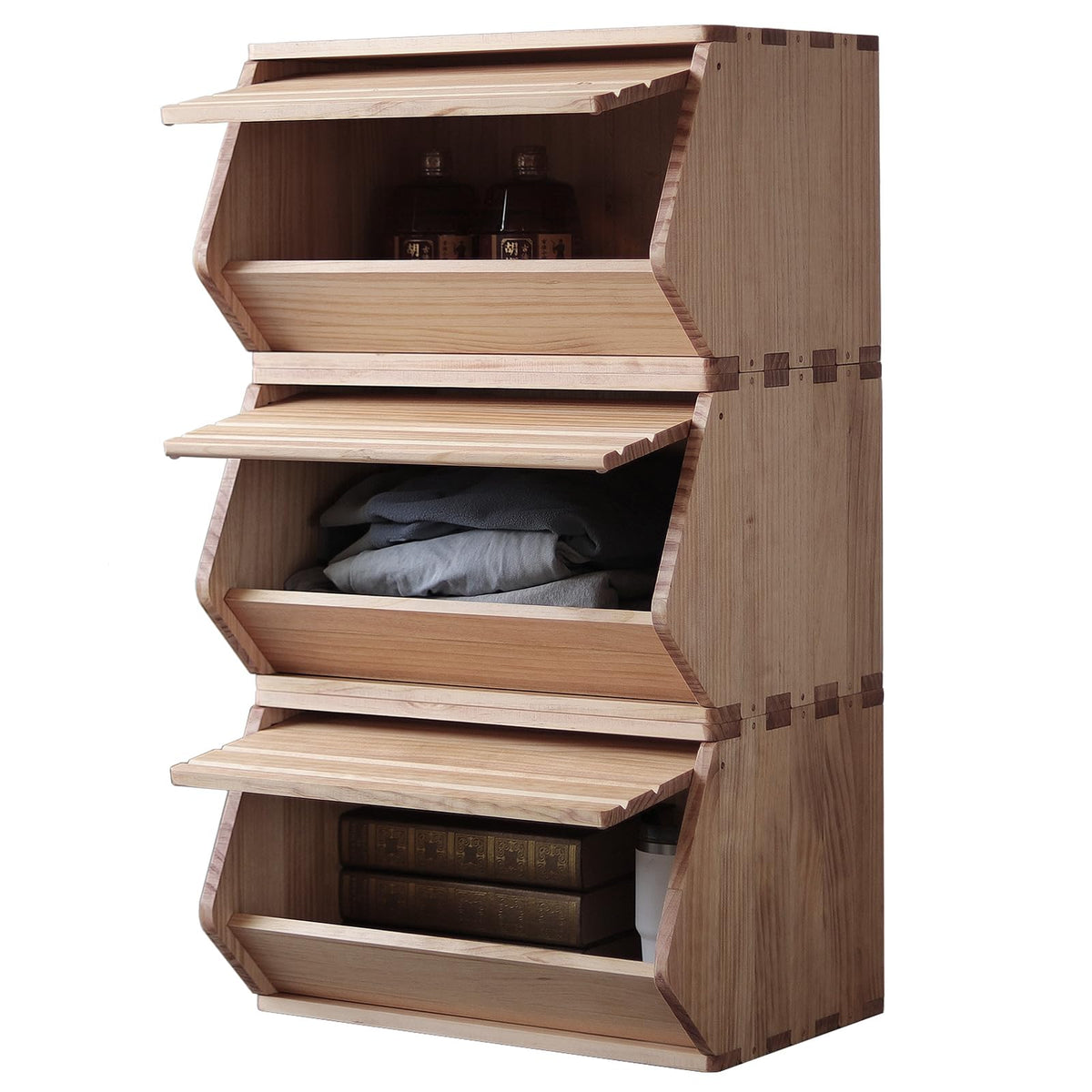 Solid Wood Storage Chests with Lids K15256