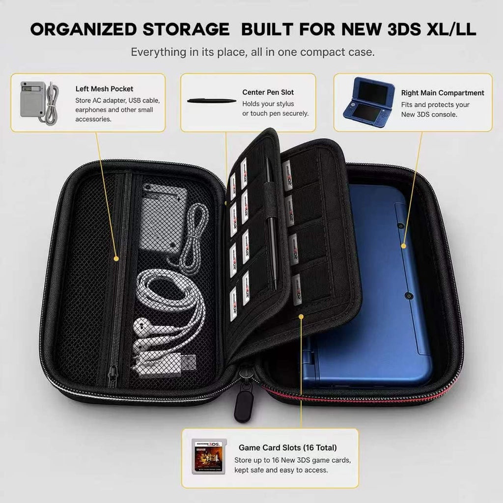Carrying Case for New 3DS XL LL with Hard Shell and Charging Cable Z267293