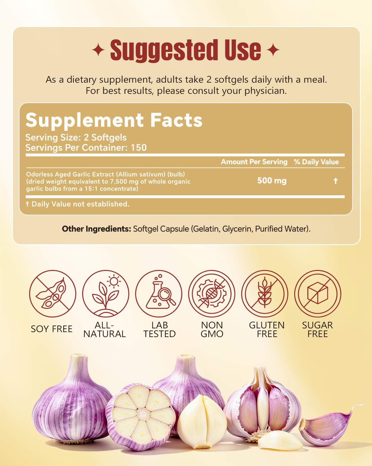 Odorless Aged Garlic Extract Softgels 300 Count O491847