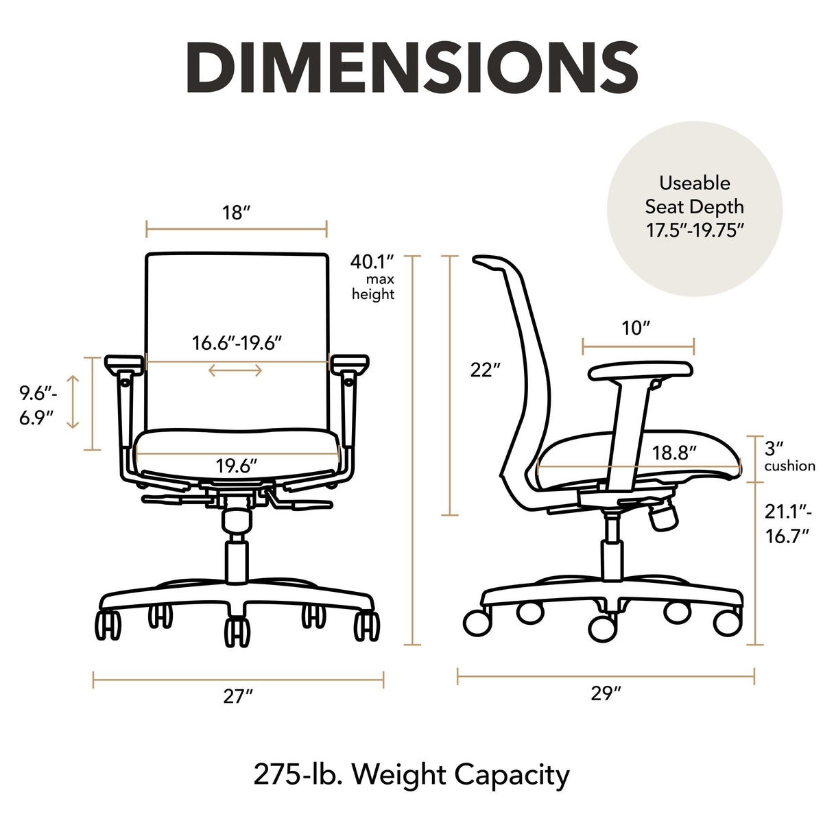 Apricot Ergonomic Office Chair I380