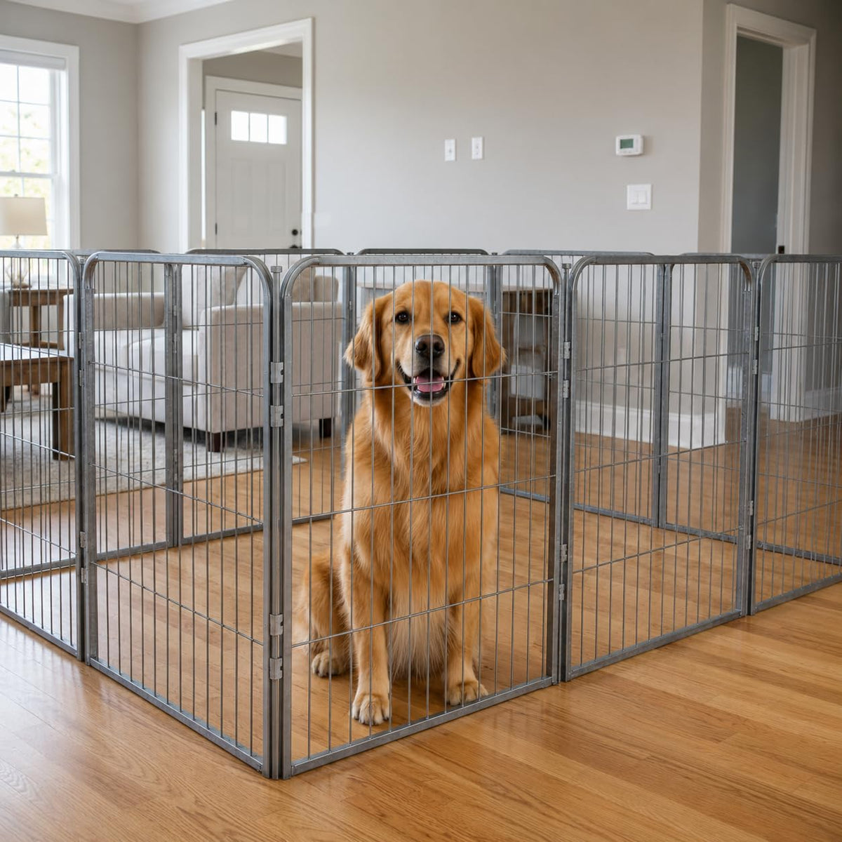 24 inch 8 Panel Portable Grey Metal Pet Playpen U347875