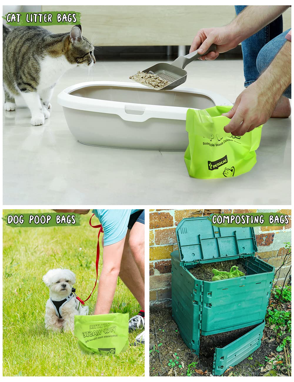Biodegradable Unscented Cat Litter Bags 100 Count Z606164