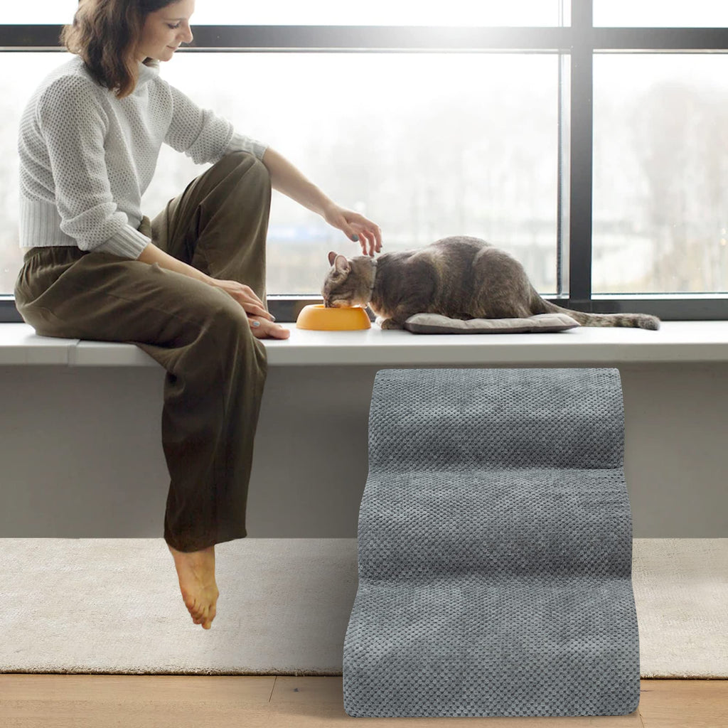 High Density Foam Dog Stairs 3 Steps Grey E579