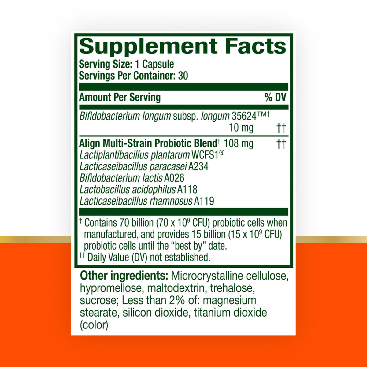 70 Billion CFU 6 Strain Blend Probiotic 30 Capsules M304