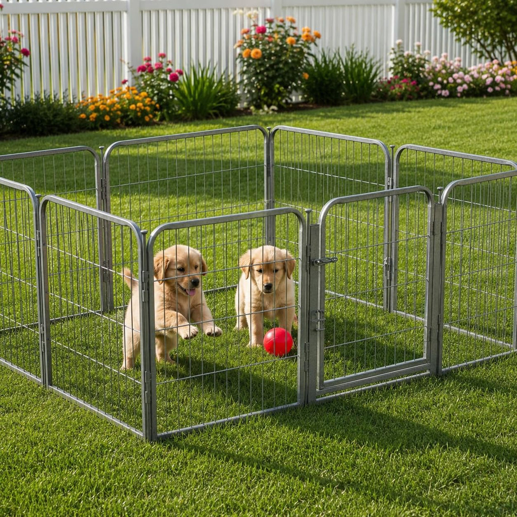 24 inch 8 Panel Portable Grey Metal Pet Playpen U347875