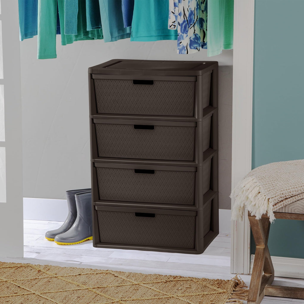 Brown 4 Drawer Plastic Storage Tower N432480