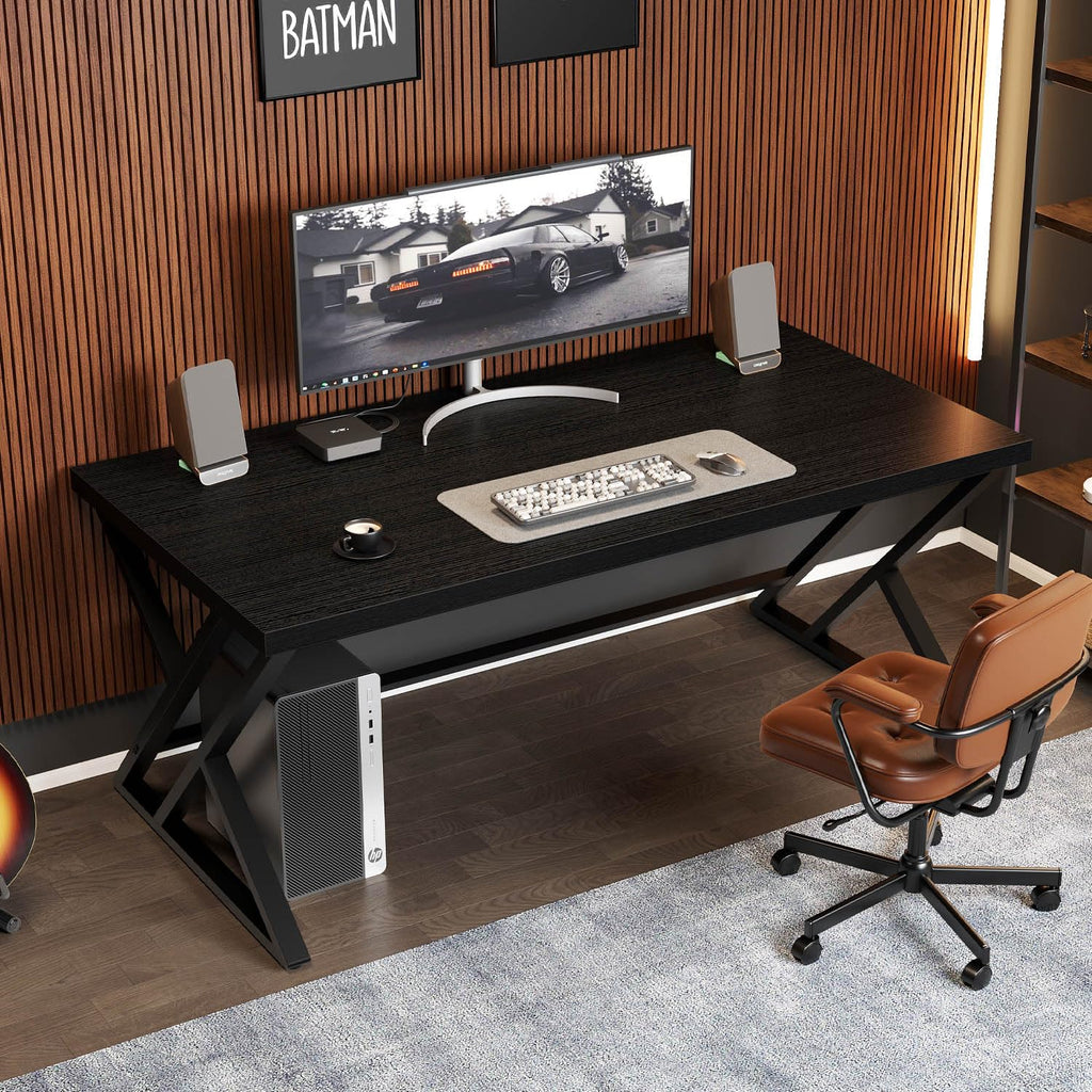 Black 47 Inch Metal and Wood Computer Desk T68312