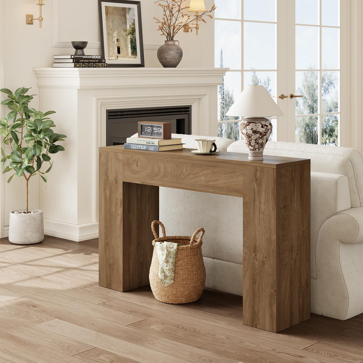 43-Inch Light Oak Brown Wood Console Table I5509