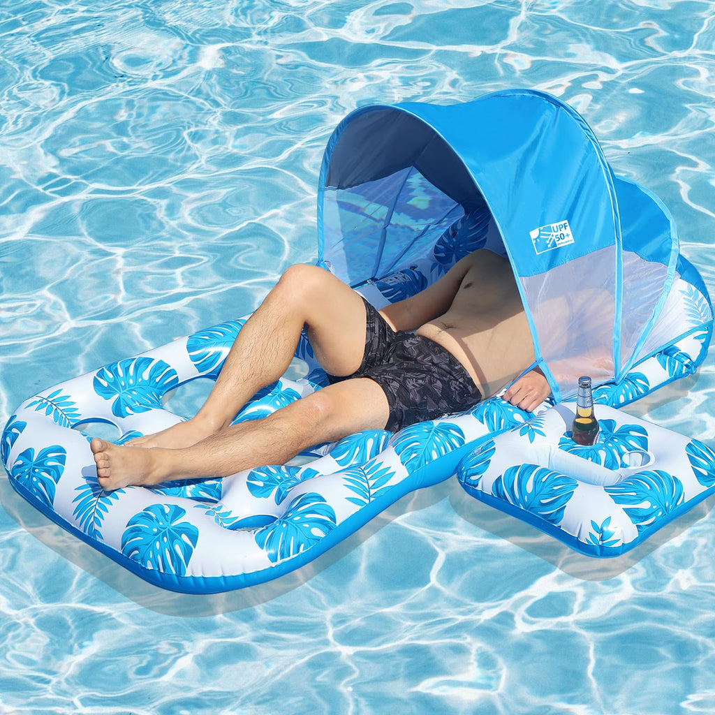 Inflatable Pool Float with UPF 50+ Sunshade Canopy Q940