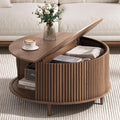 Round Coffee Table with Storage, 31.5", Walnut P774