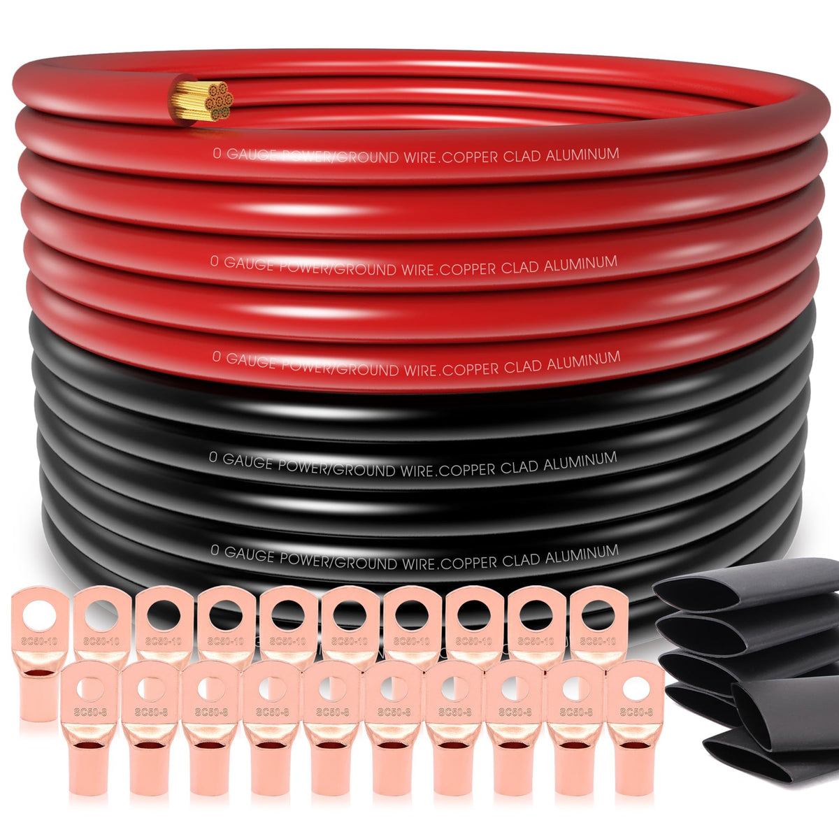 1/0 Gauge Battery Cable with Lugs D745