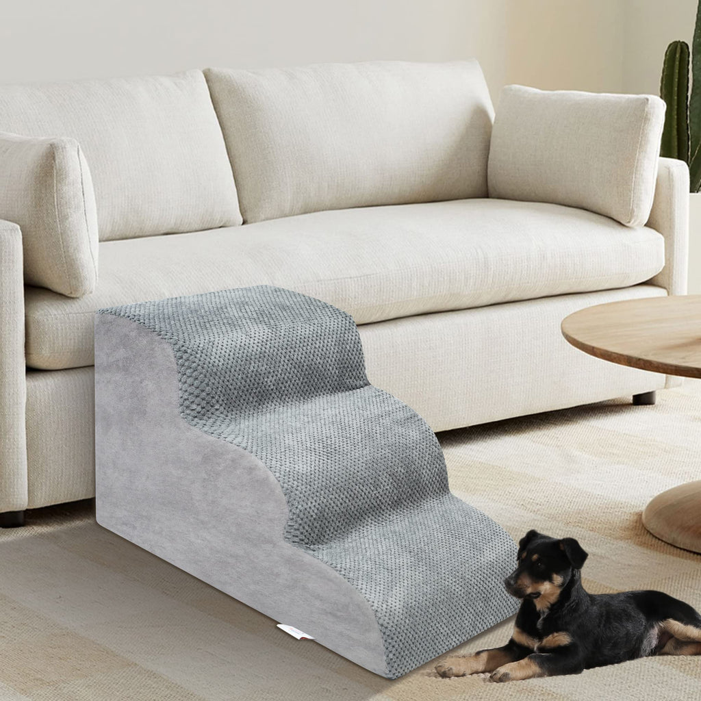 High Density Foam Dog Stairs 3 Steps Grey E579