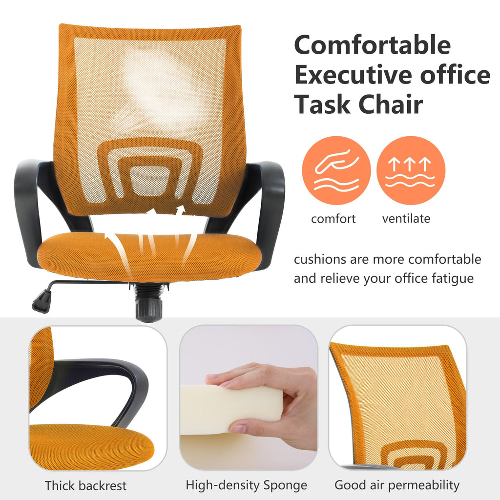 Orange Office Chair with Lumbar Support W7113