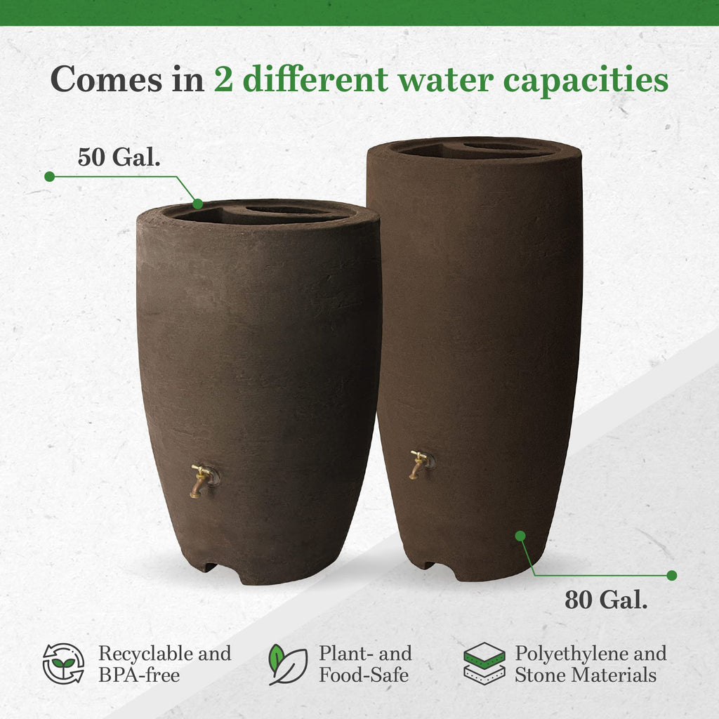 50 Gallon Plastic Rain Barrel with Brass Spigot U236