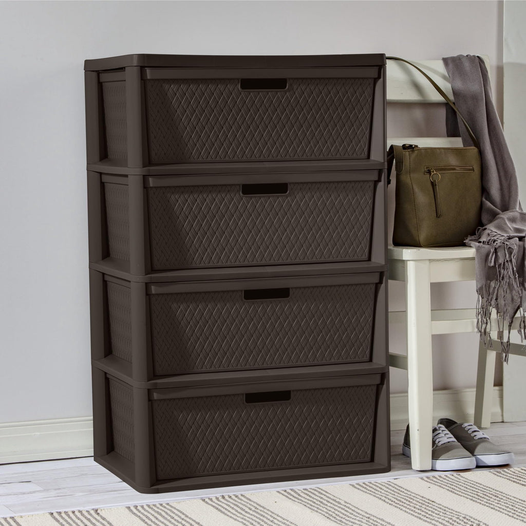 Brown 4 Drawer Plastic Storage Tower N432480