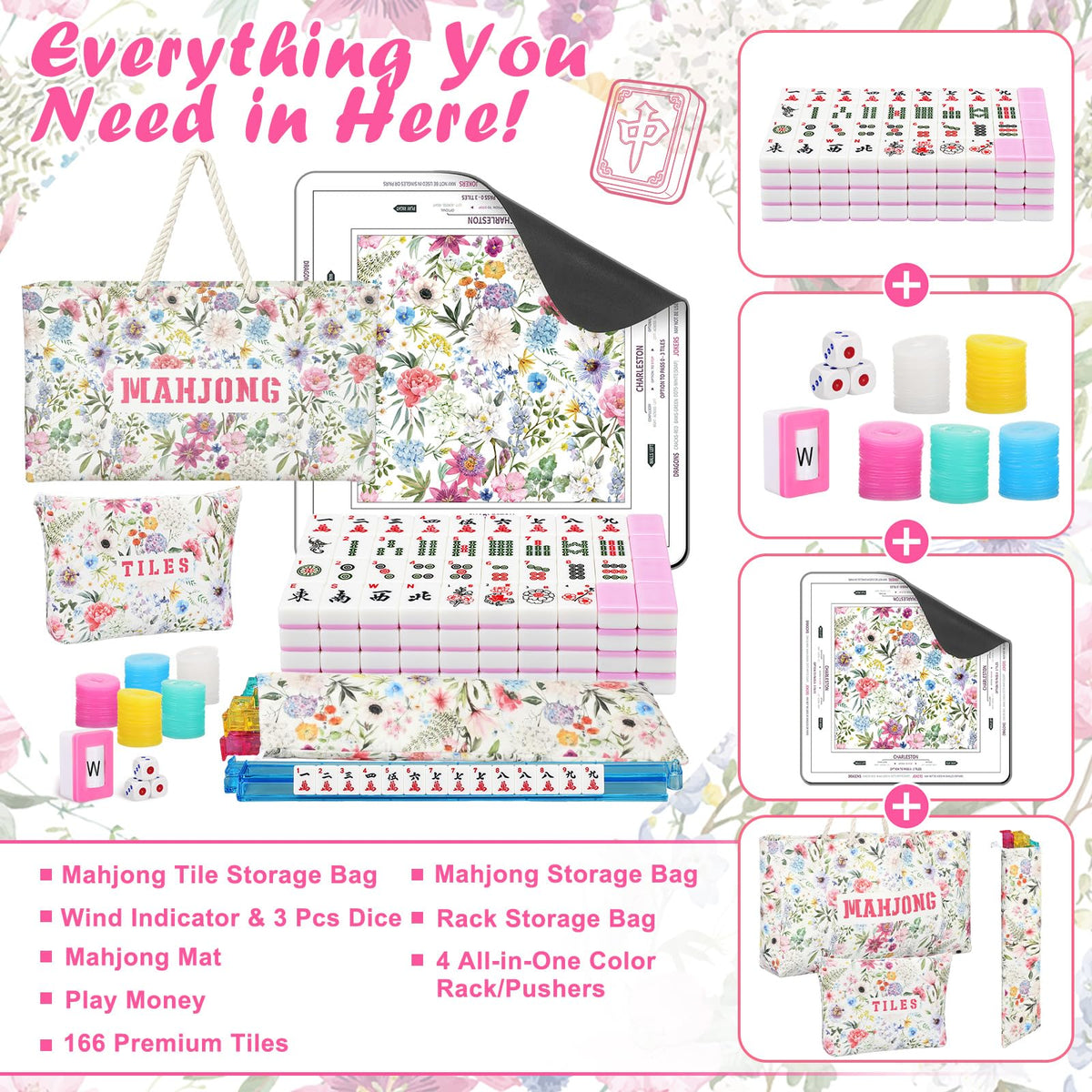 179 Pcs American Mahjong Tiles Set with Bags G107