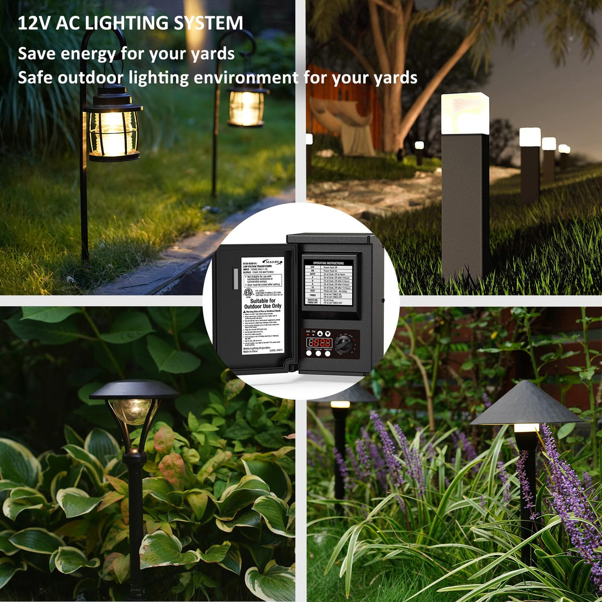 200W Low Voltage Landscape Transformer with Photo Sensor Timer H7645
