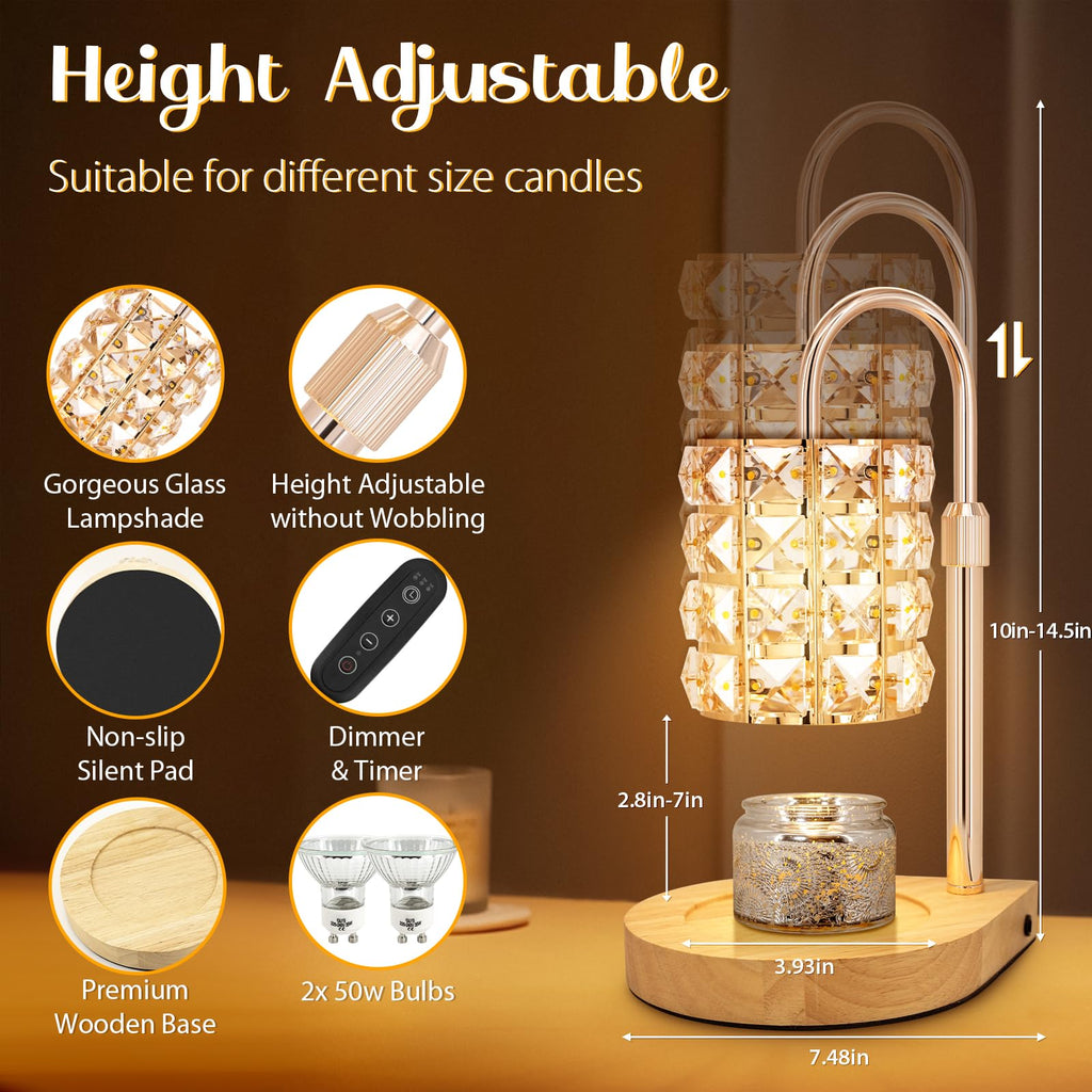 Candle Warmer Lamp with Timer, 2 Bulbs, Gold V2219