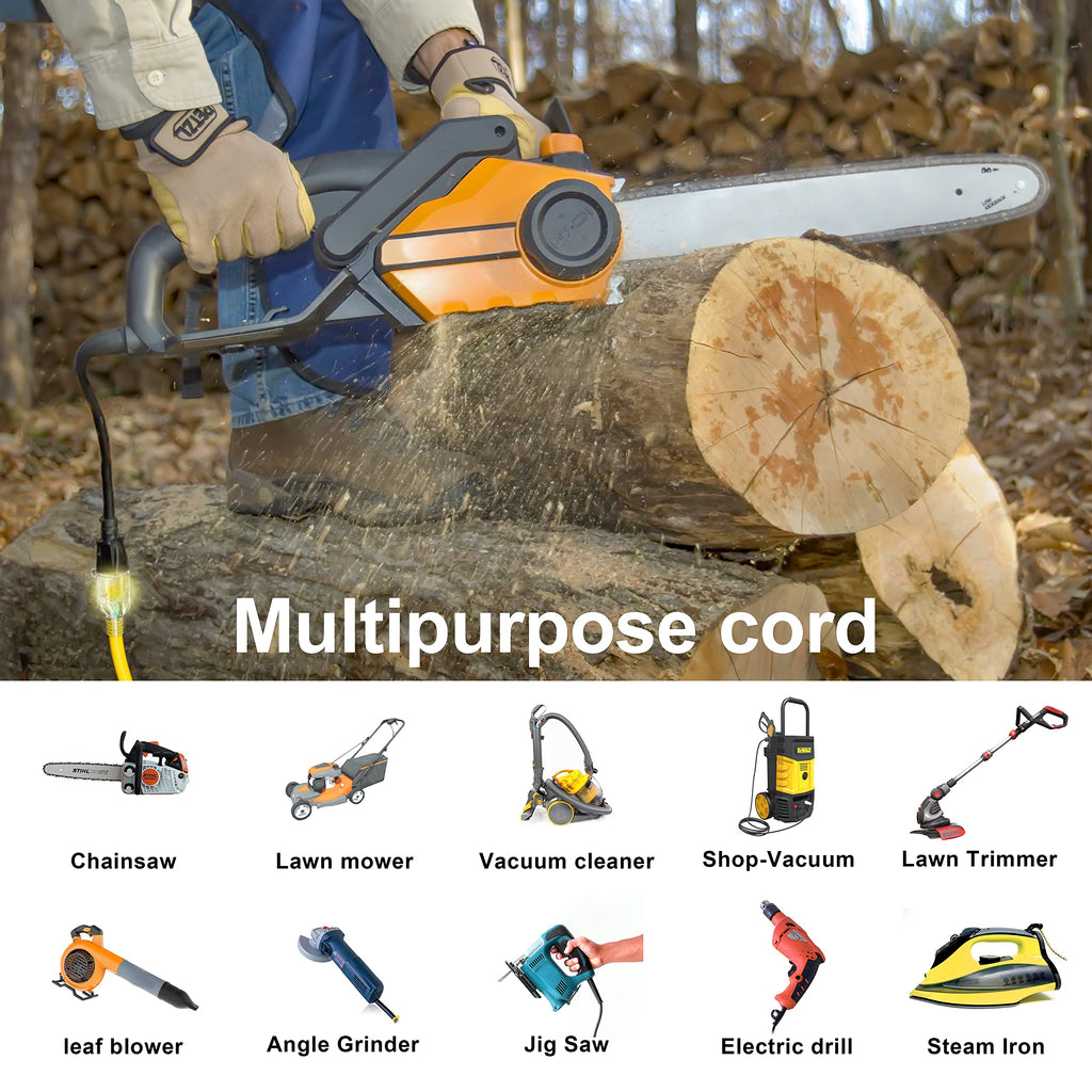 100 FT 12/3 Gauge Heavy Duty Outdoor Extension Cord Waterproof T155