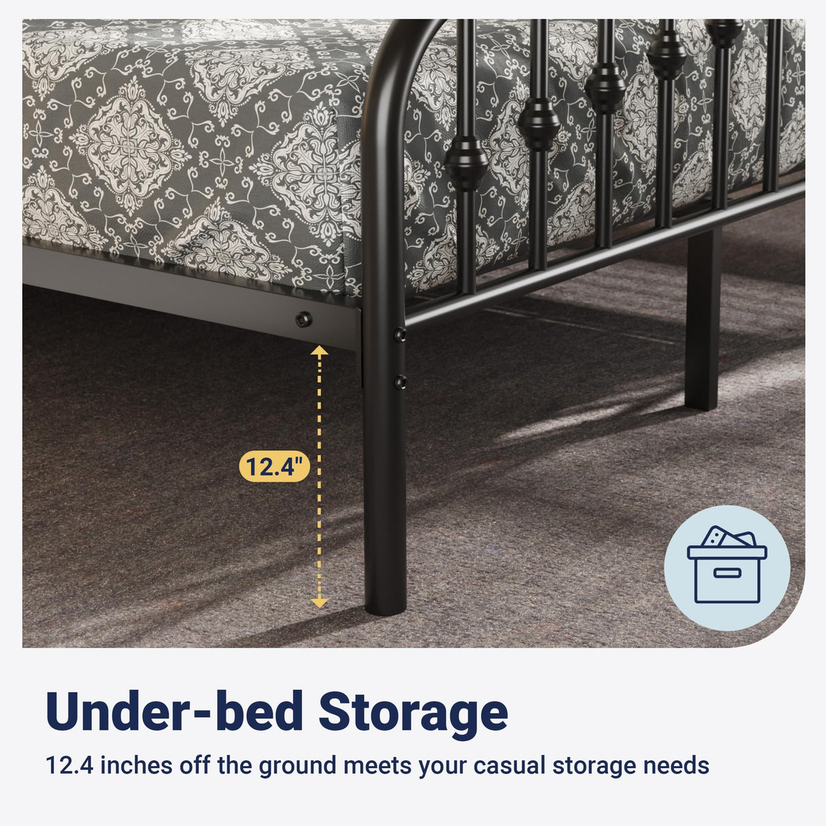Twin Size Black Metal Platform Bed Frame C76007