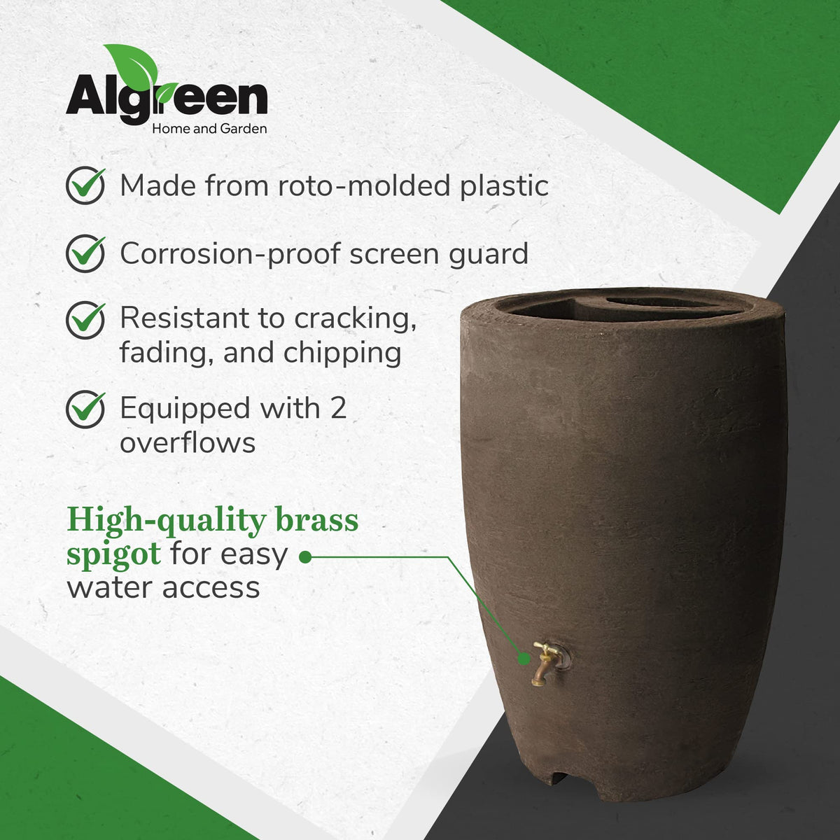 50 Gallon Plastic Rain Barrel with Brass Spigot U236