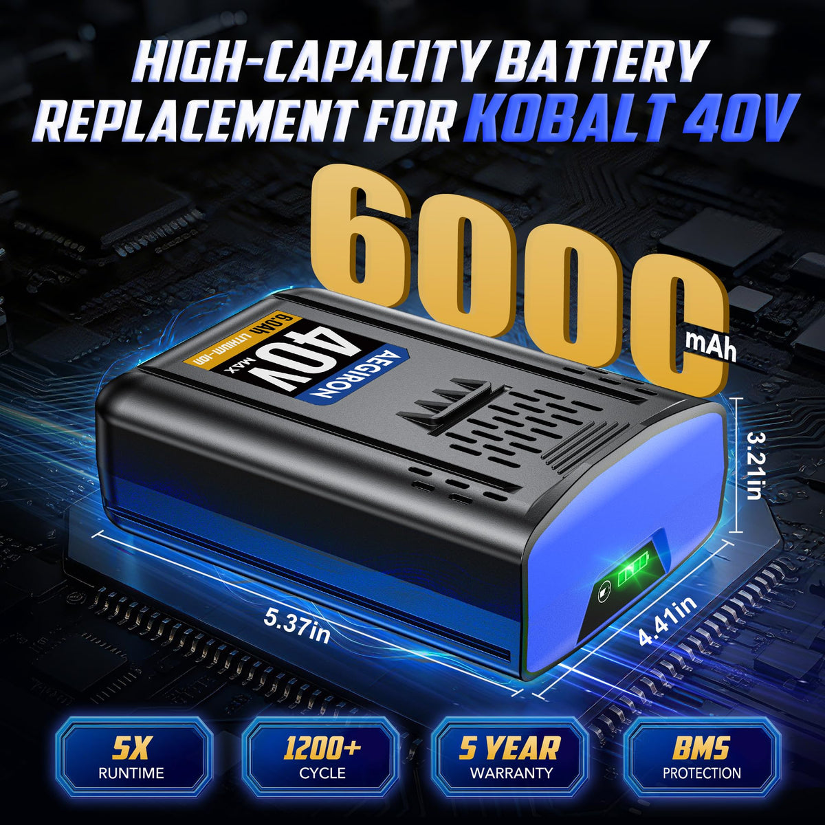 40V 6.0Ah Lithium-lon Replacement Battery M4064