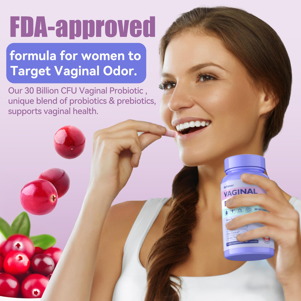 Probiotics for Women with Prebiotics & Lactobacillus Blend 30 Billion CFU, 60 Capsules C797
